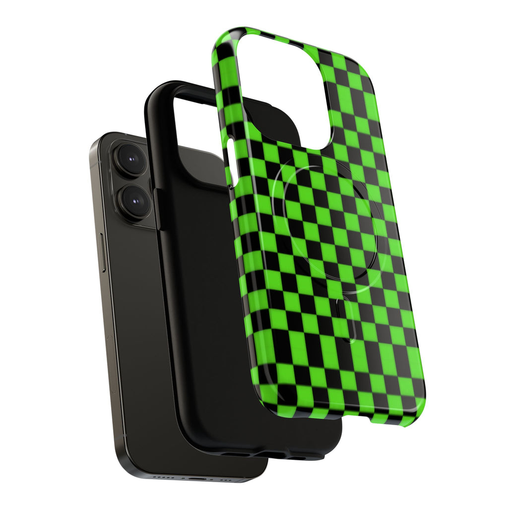 Green Black Checkered Phone Case