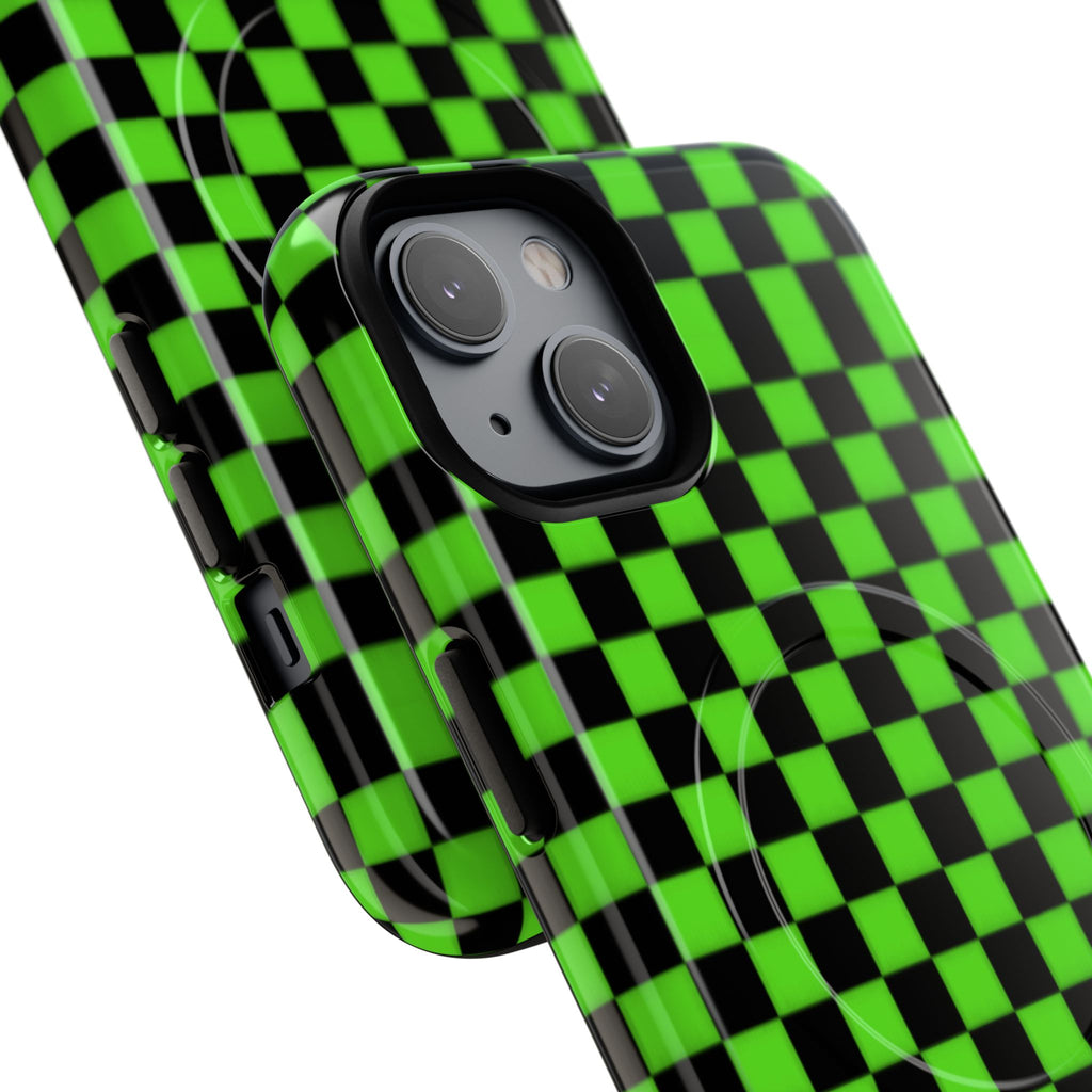 Green Black Checkered Phone Case