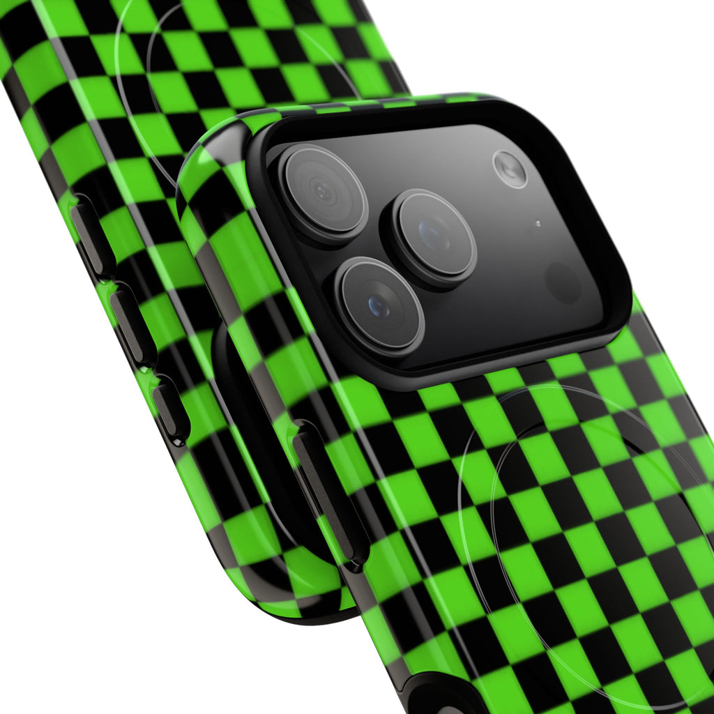Green Black Checkered Phone Case