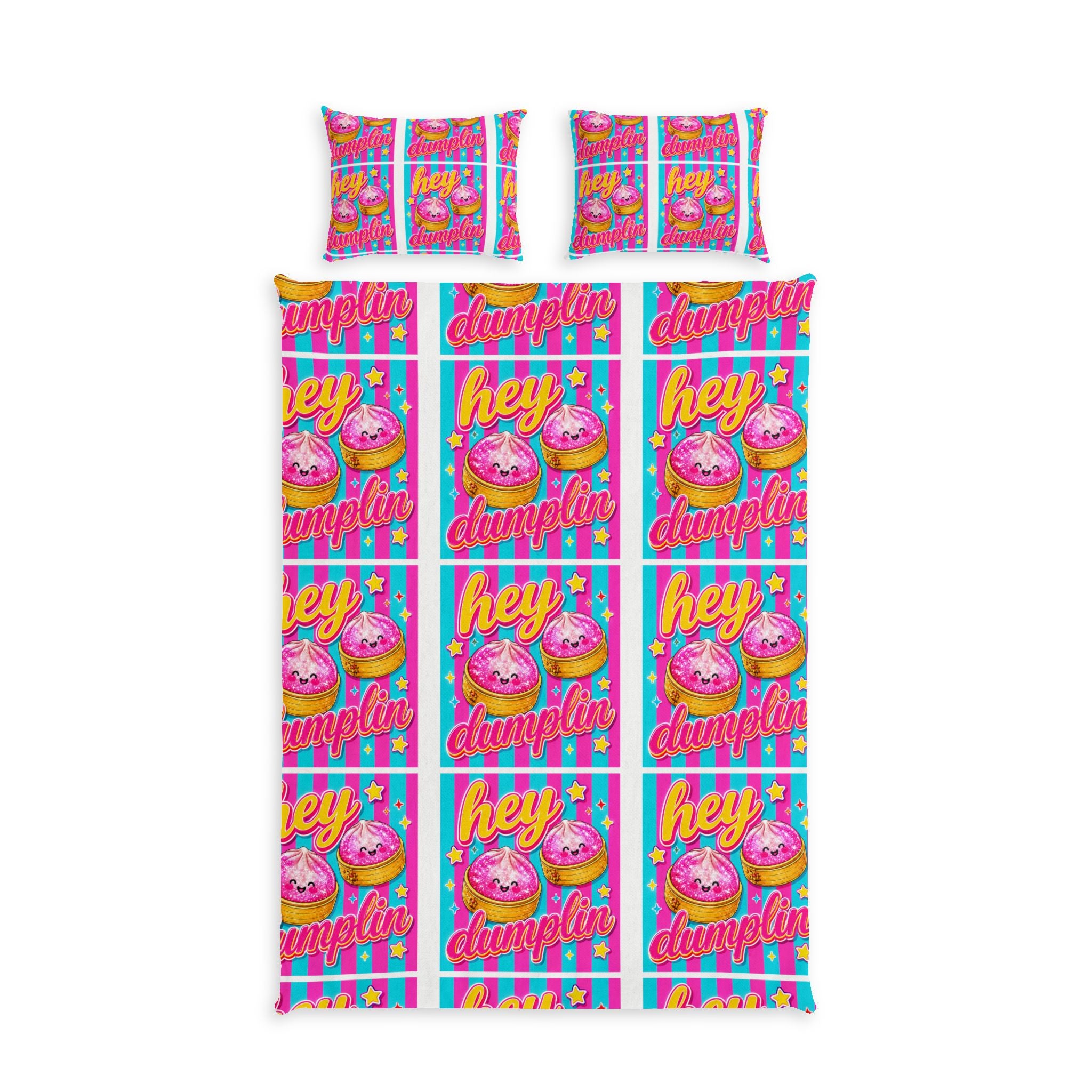Hey Dumplin Cotton Bed Set – Bright Retro Donut Pattern Bedding