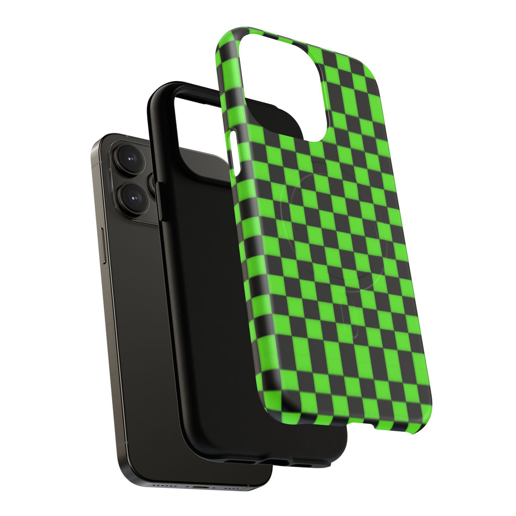 Green Black Checkered Phone Case