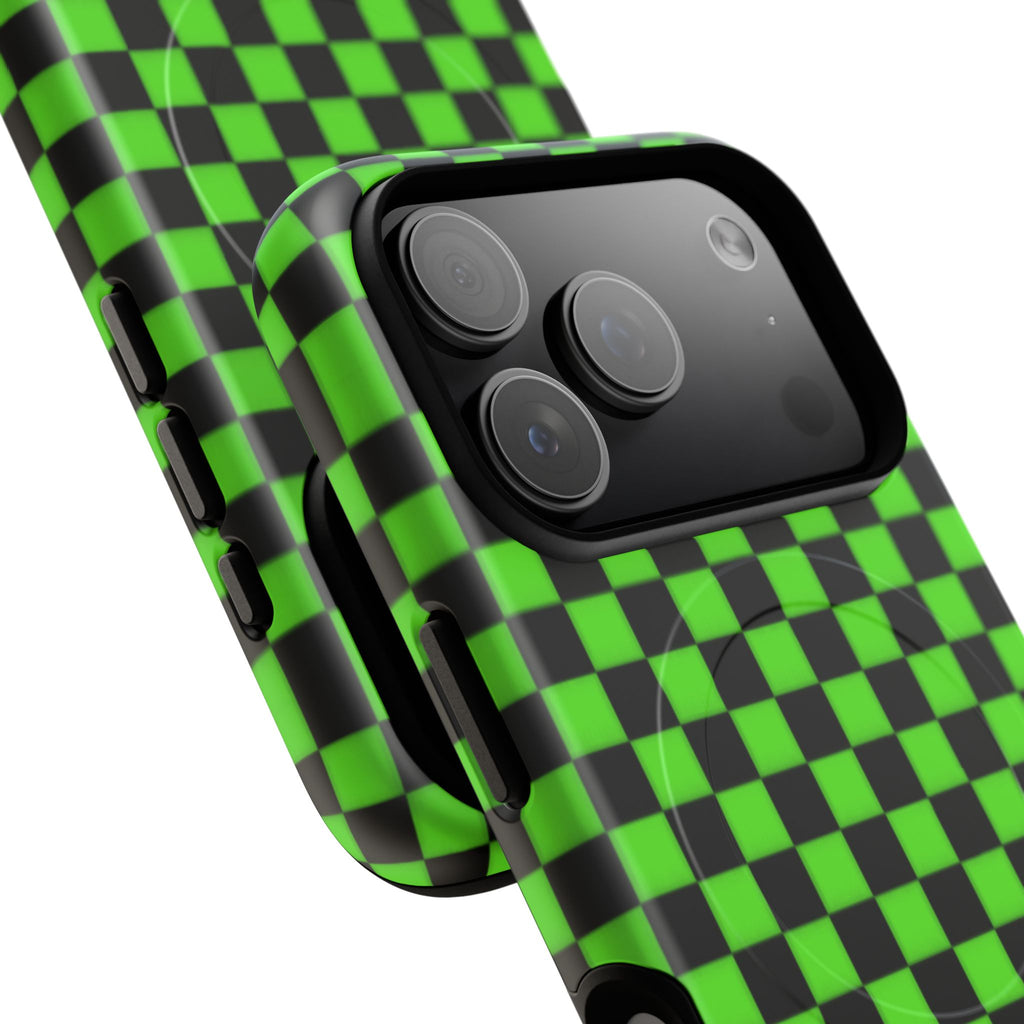 Green Black Checkered Phone Case