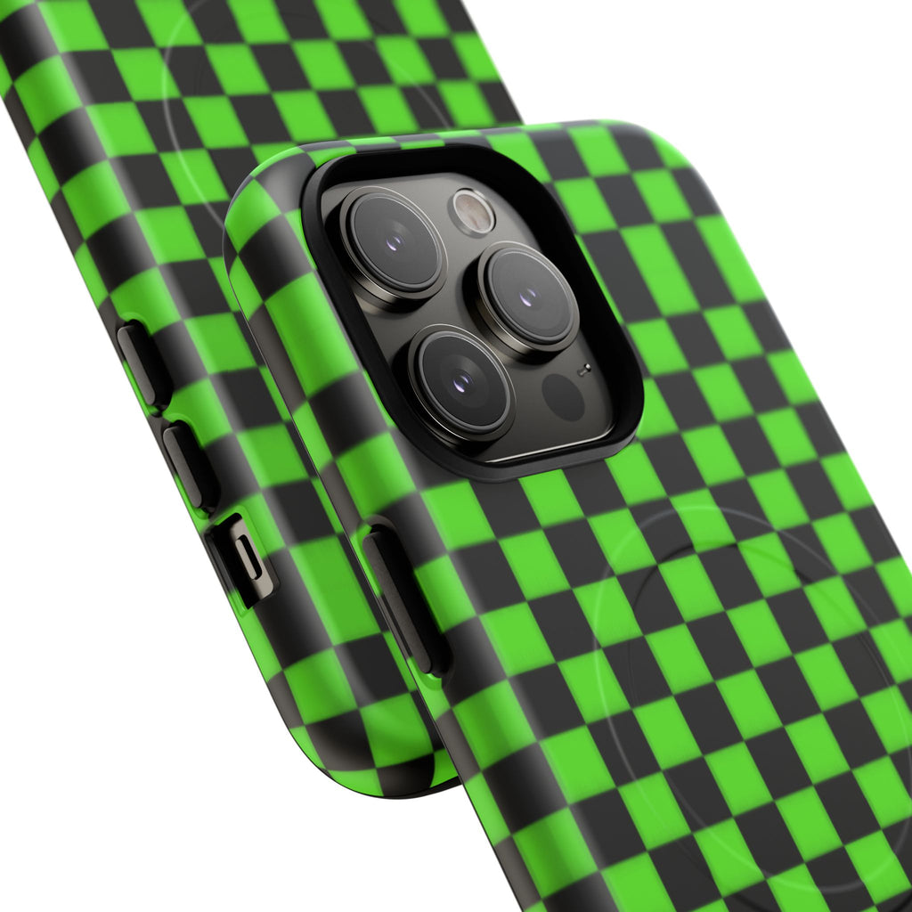 Green Black Checkered Phone Case