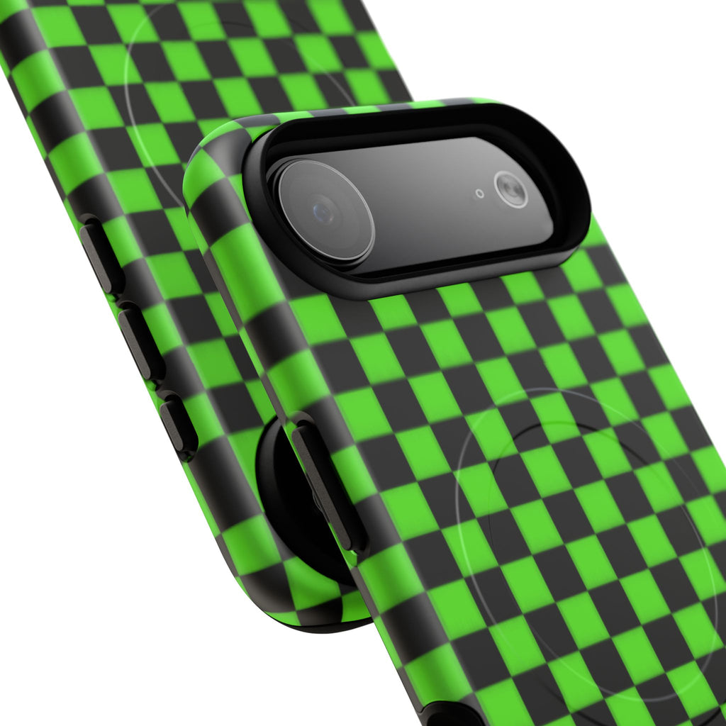 Green Black Checkered Phone Case