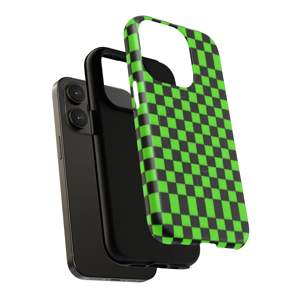 Green Black Checkered Phone Case