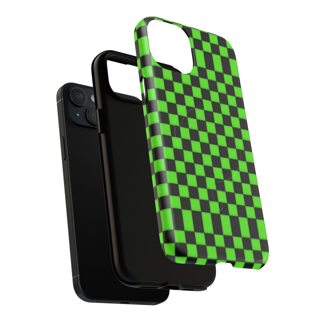 Green Black Checkered Phone Case