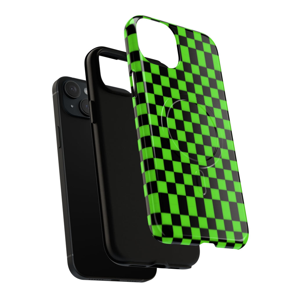 Green Black Checkered Phone Case