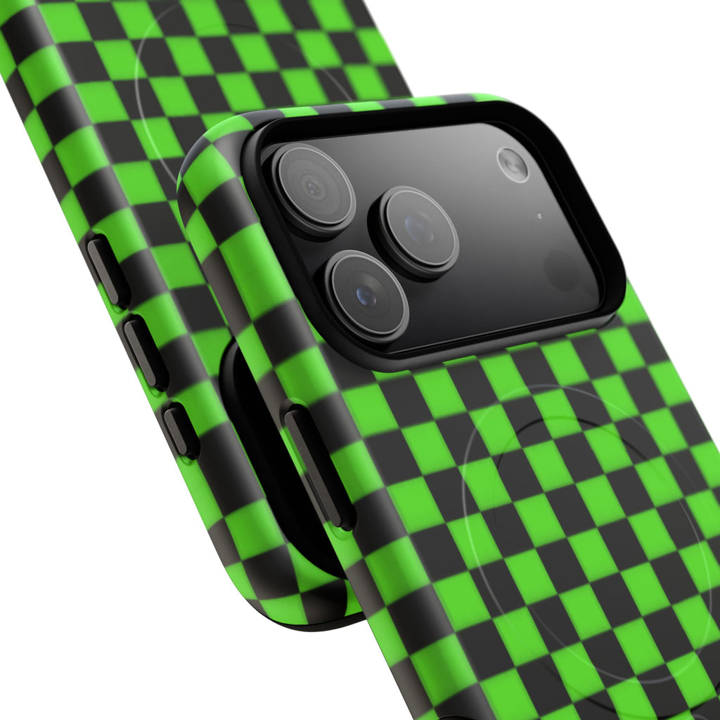 Green Black Checkered Phone Case