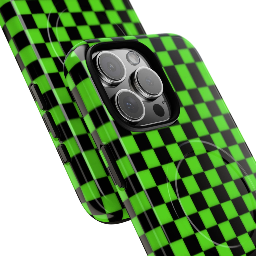Green Black Checkered Phone Case