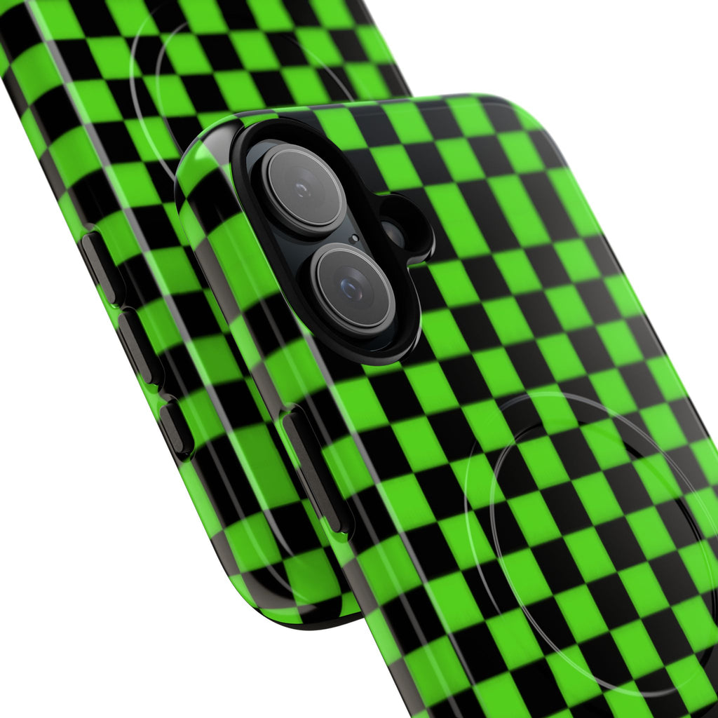 Green Black Checkered Phone Case