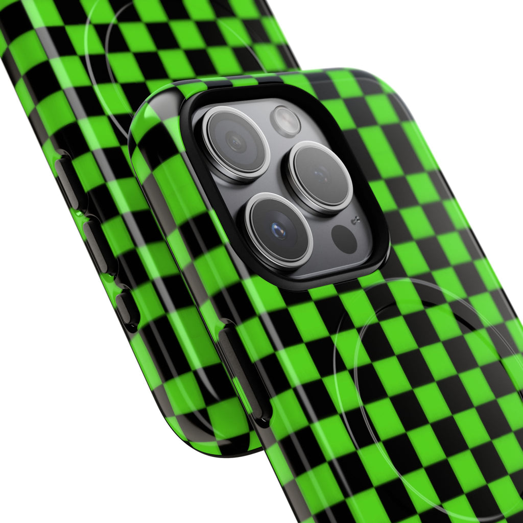 Green Black Checkered Phone Case