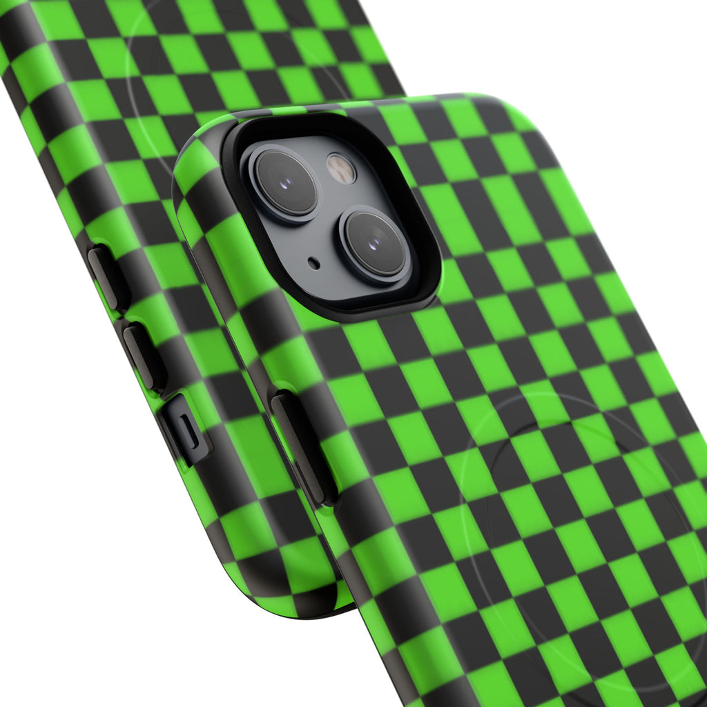 Green Black Checkered Phone Case