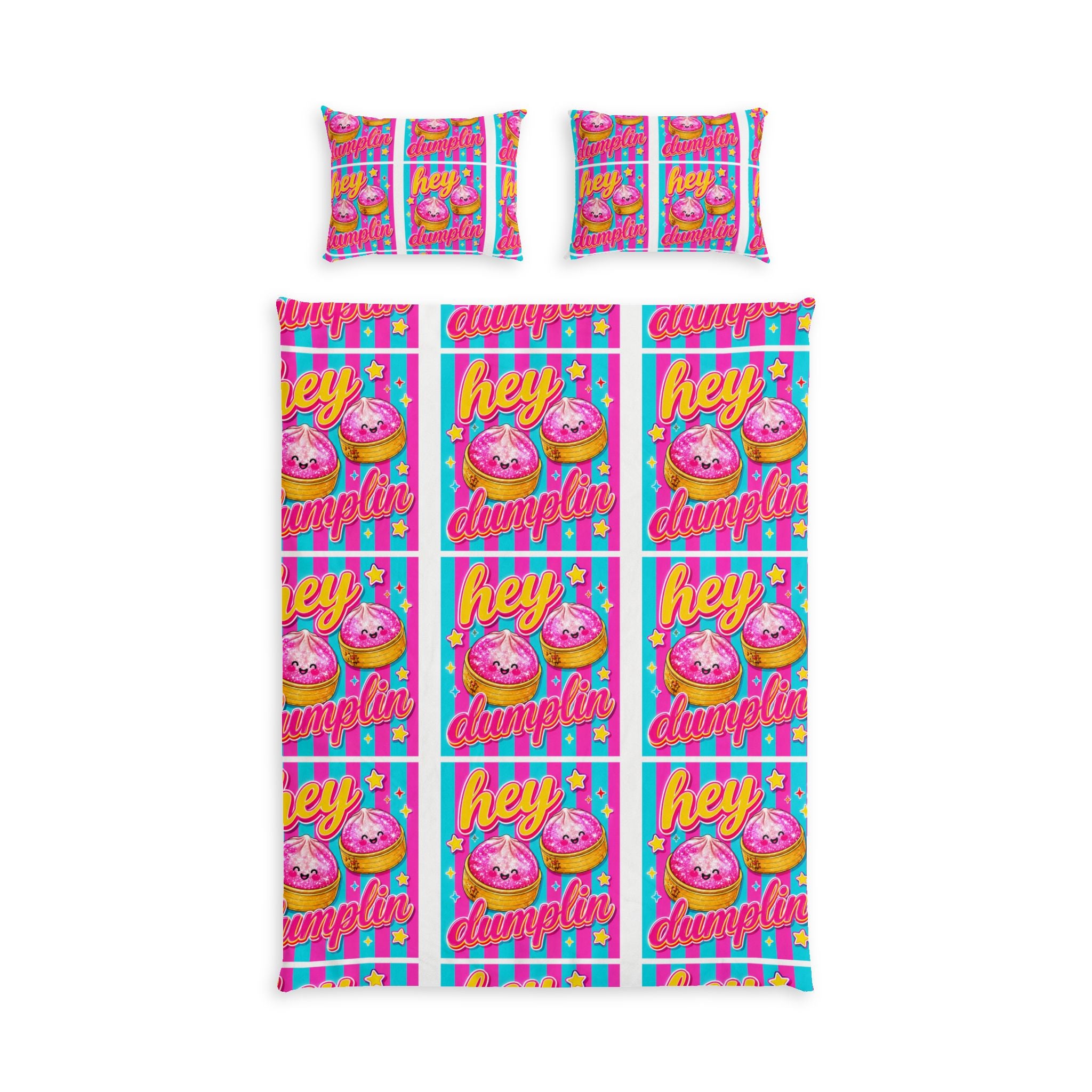 Hey Dumplin Cotton Bed Set – Bright Retro Donut Pattern Bedding